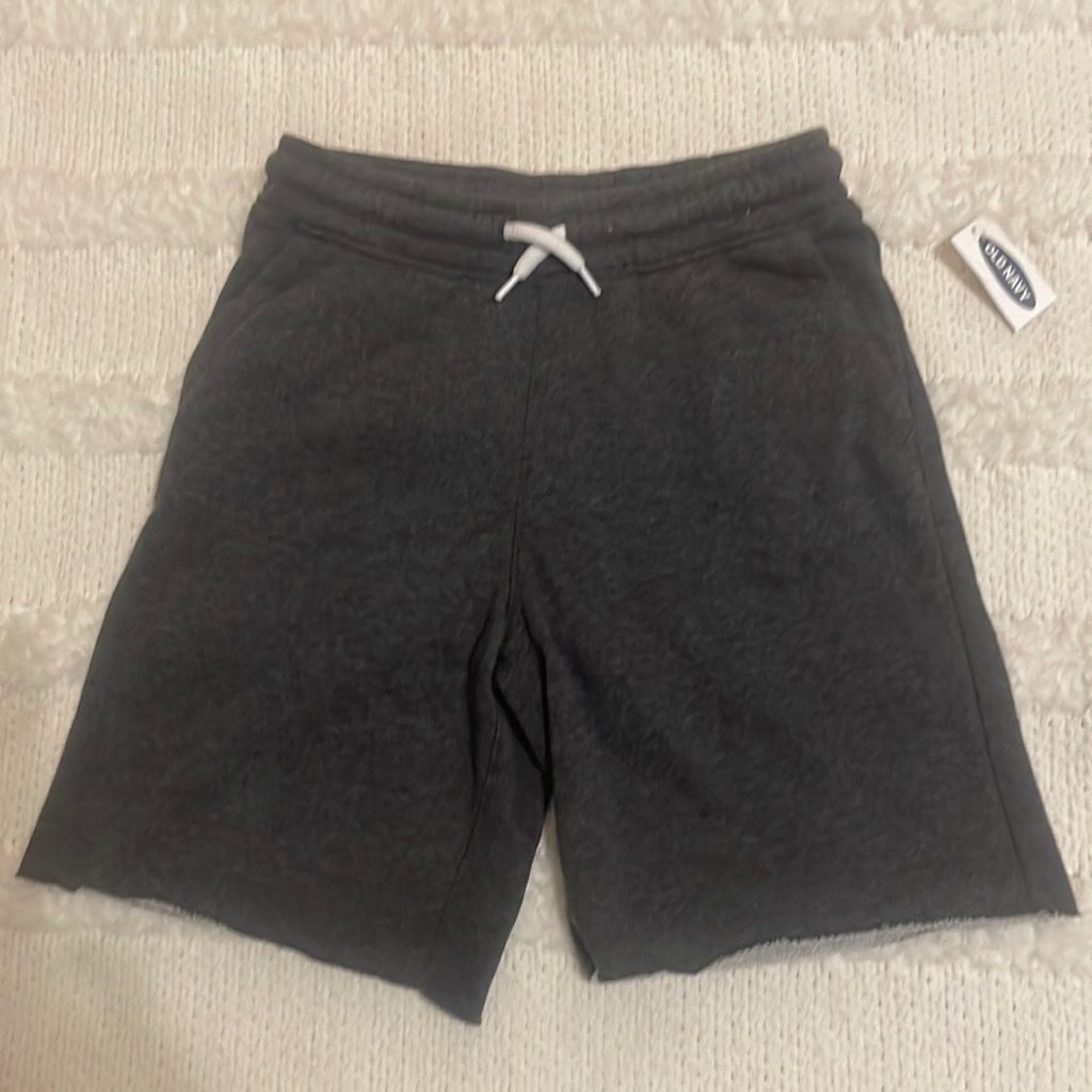 Old Navy Sweatshirt Shorts Gray Pockets Drawstring Elastic Waist Boys Size 67 S